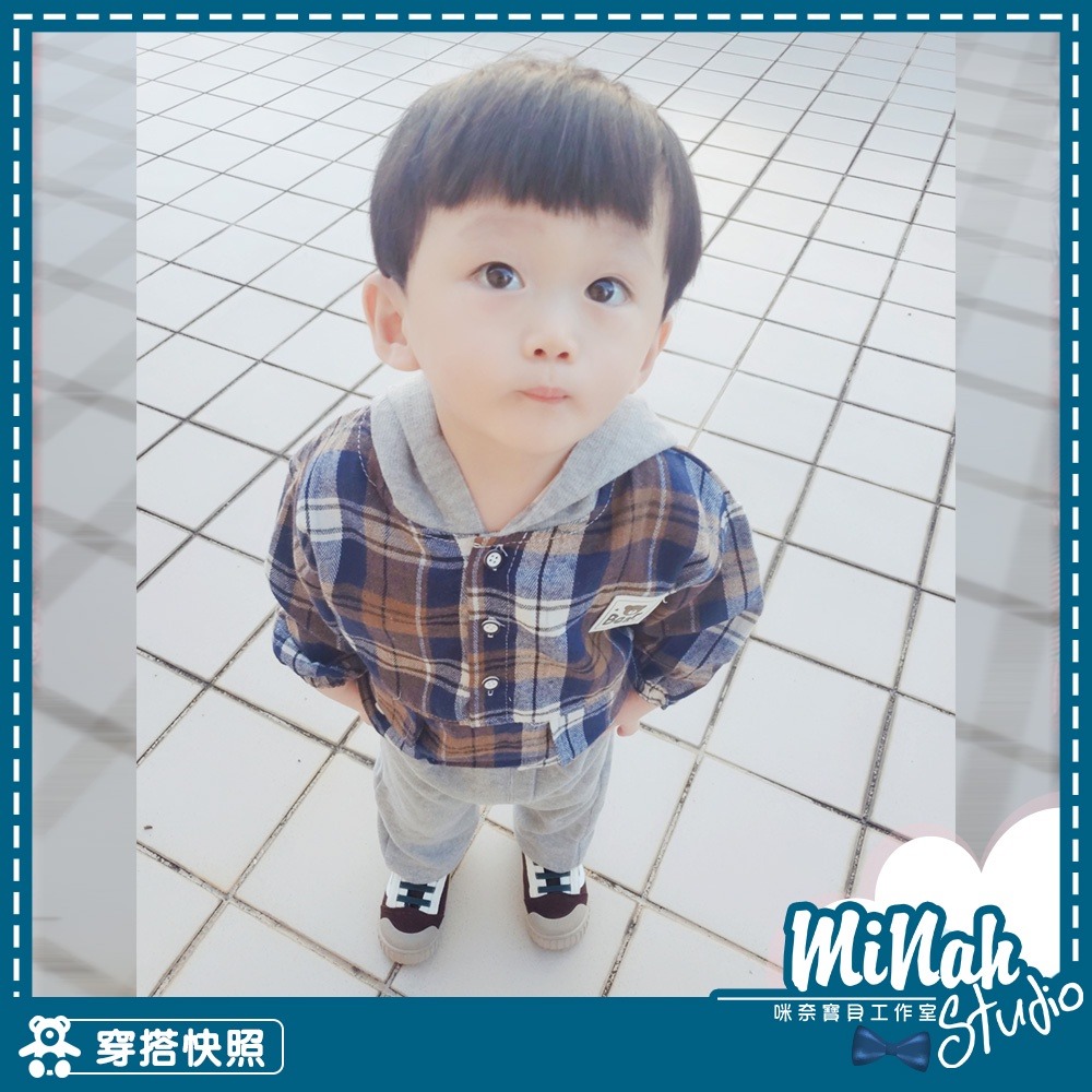 【現貨當日出貨✨】韓版小童衣服 兩件套 格紋套裝 格紋外套 英倫風 秋冬裝 ins-細節圖2