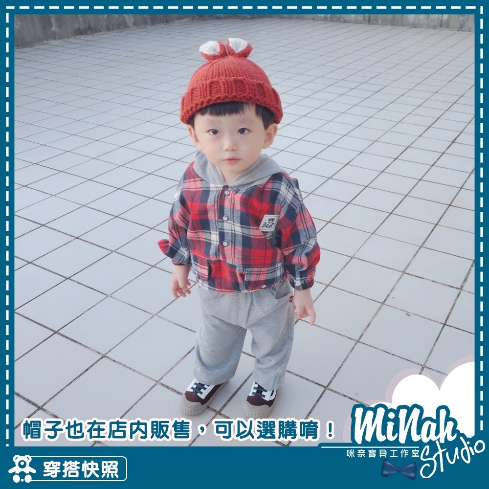 【現貨當日出貨✨】韓版小童衣服 兩件套 格紋套裝 格紋外套 英倫風 秋冬裝 ins-細節圖3