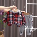 【現貨當日出貨✨】韓版小童衣服 兩件套 格紋套裝 格紋外套 英倫風 秋冬裝 ins-規格圖9