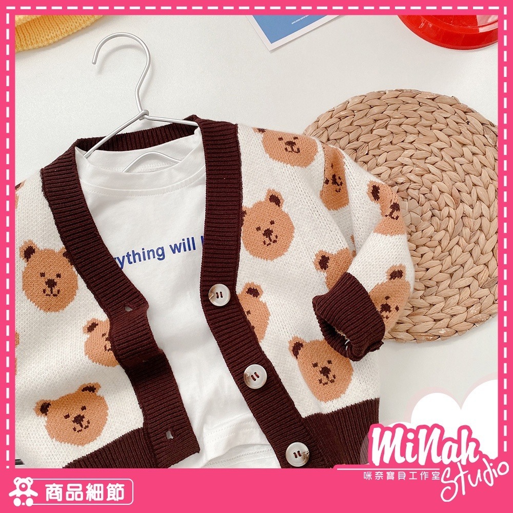 【現貨當日出貨✨】韓版小童 熊熊針織衫 毛衣外套 罩衫 保暖 秋冬裝 ins-細節圖4