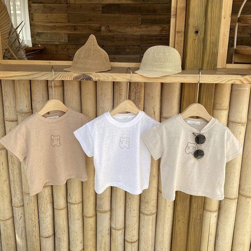 【現貨當日出貨✨】韓版小童衣服 手繪線條小熊T 軟糖小熊 上衣 T恤 文青 春夏裝 ins-細節圖4