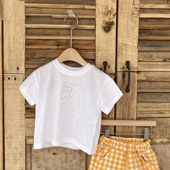 【現貨當日出貨✨】韓版小童衣服 手繪線條小熊T 軟糖小熊 上衣 T恤 文青 春夏裝 ins-細節圖5