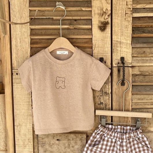 【現貨當日出貨✨】韓版小童衣服 手繪線條小熊T 軟糖小熊 上衣 T恤 文青 春夏裝 ins-細節圖7
