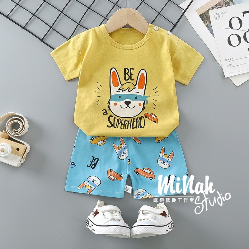 【現貨當日出貨✨】韓版小童衣服 兩件套 可愛動物套裝 休閒 開扣 居家 姊弟裝 兄妹裝 春夏裝-細節圖4