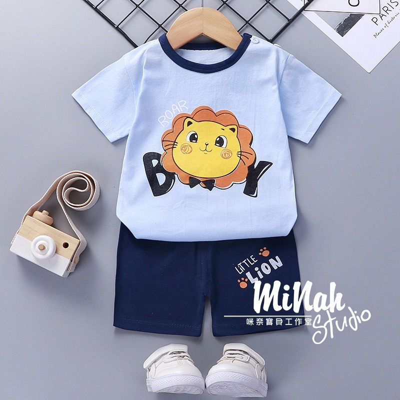 【現貨當日出貨✨】韓版小童衣服 兩件套 可愛動物套裝 休閒 開扣 居家 姊弟裝 兄妹裝 春夏裝-細節圖5