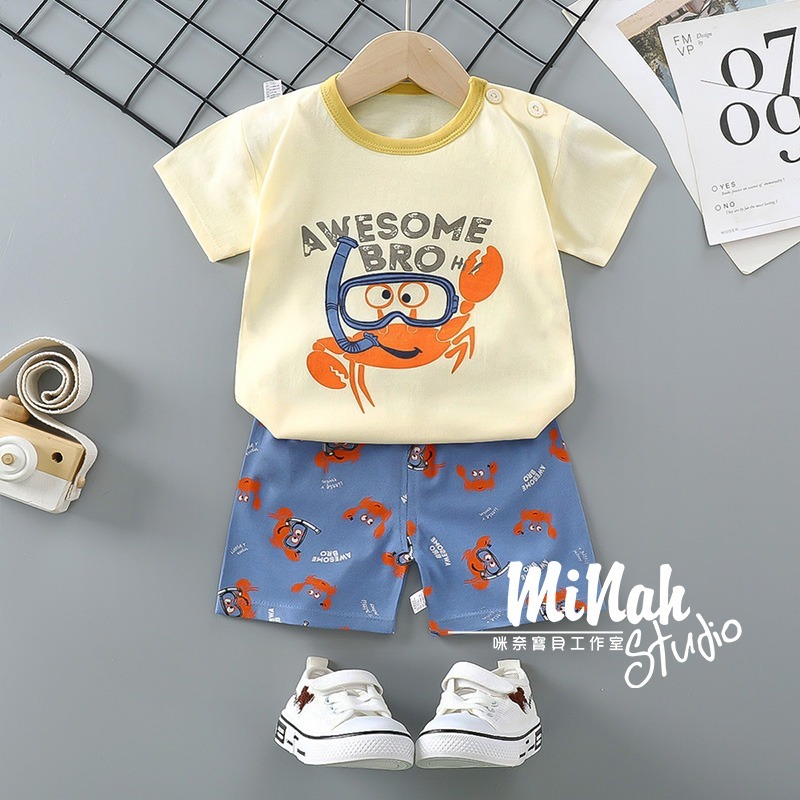 【現貨當日出貨✨】韓版小童衣服 兩件套 可愛動物套裝 休閒 開扣 居家 姊弟裝 兄妹裝 春夏裝-細節圖6