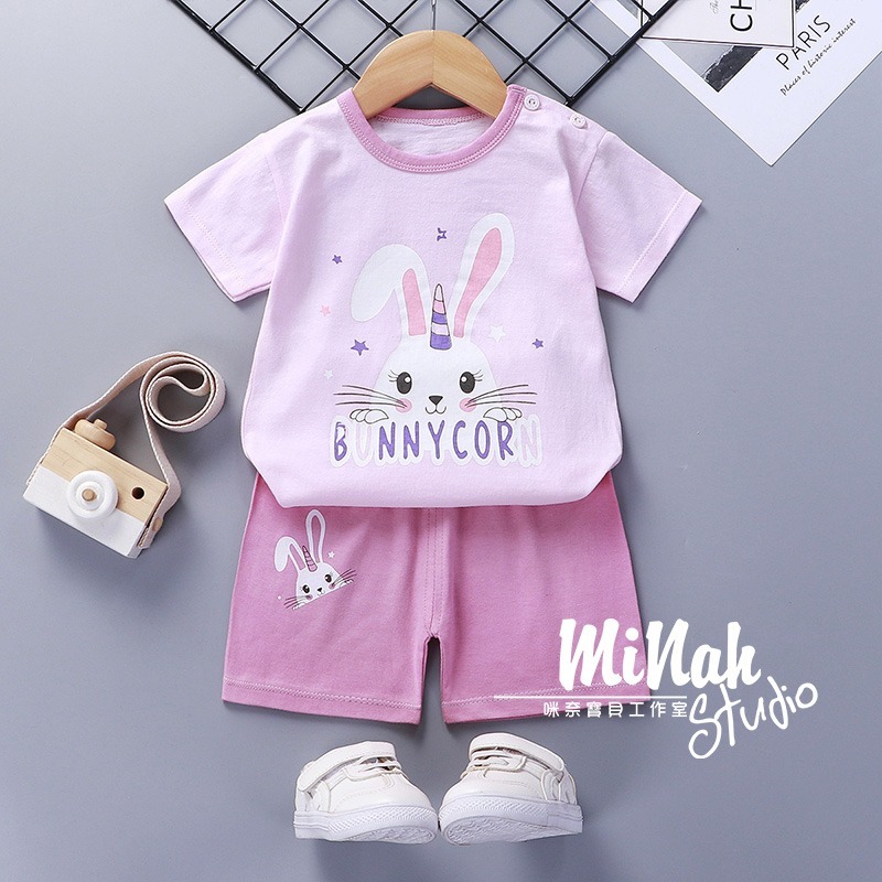 【現貨當日出貨✨】韓版小童衣服 兩件套 可愛動物套裝 休閒 開扣 居家 姊弟裝 兄妹裝 春夏裝-細節圖8