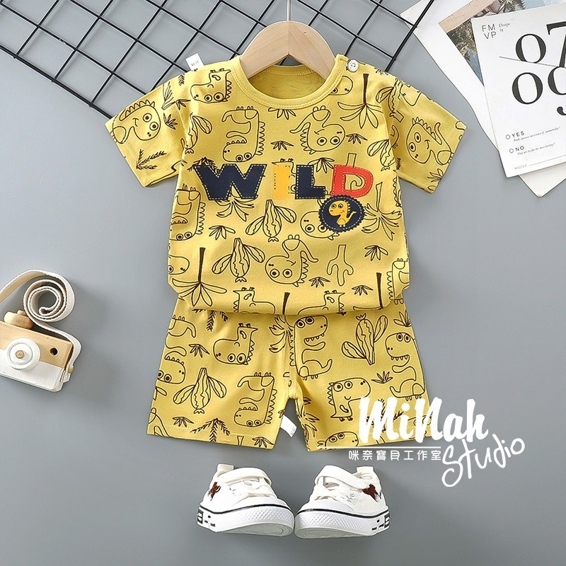 【現貨當日出貨✨】韓版小童衣服 多款 兩件套 小小恐龍套裝 休閒 開扣 居家 姊弟裝 兄妹裝 春夏裝-細節圖8