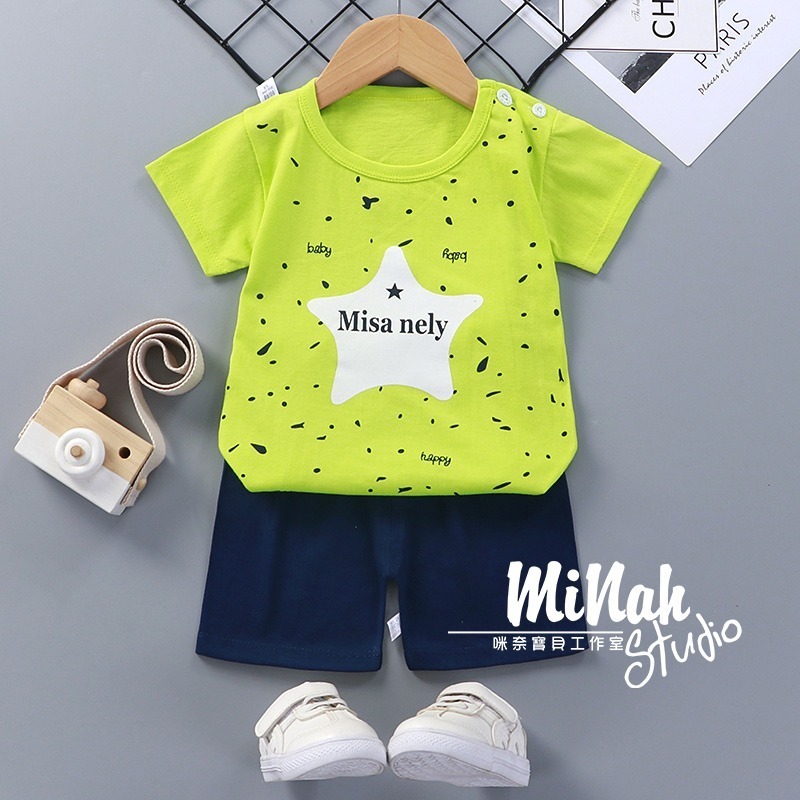 【現貨當日出貨✨】韓版小童衣服 多款 兩件套 滿版塗鴉套裝 休閒 開扣 居家 姊弟裝 兄妹裝 春夏裝-細節圖5