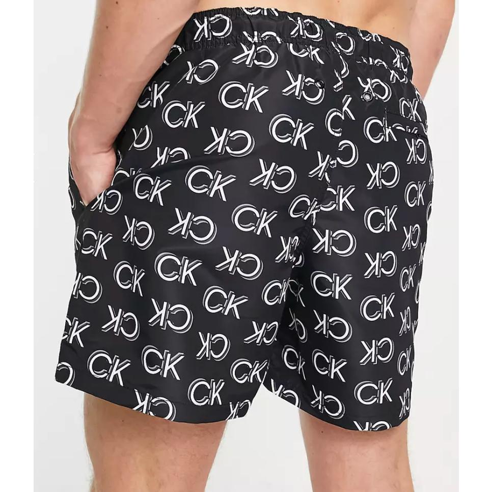 💯保證正品💯 Calvin Klein Logo 7＂  CK 黑色 成人版 短褲 海灘褲 滿版  Huang-RL-細節圖2
