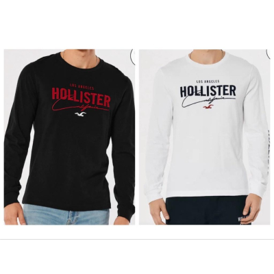 保證正品HCO Hollister 海鷗 素t 長袖 成人版 白色 黑色 LOGO 刺繡 93 【Huang-RL】