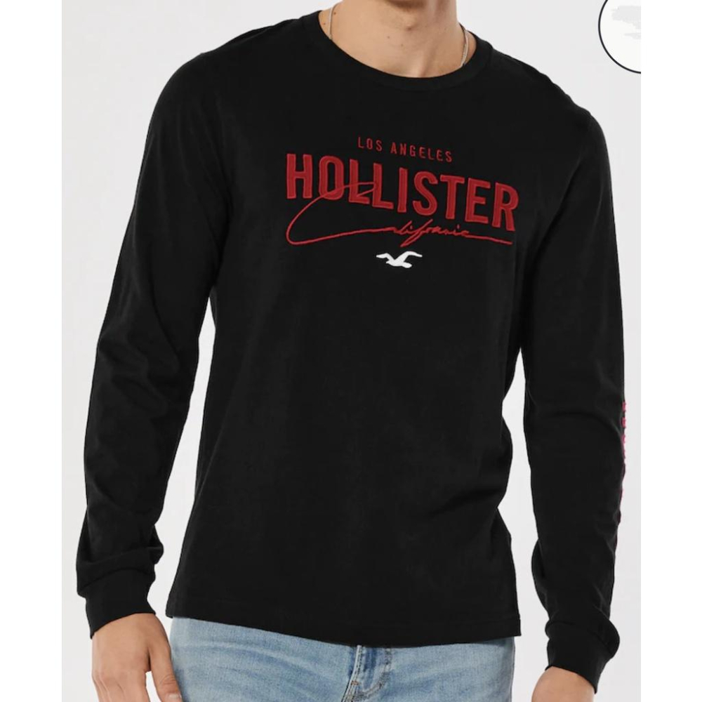 💯保證正品💯HCO Hollister 海鷗 素t 長袖 成人版 白色 黑色 LOGO 刺繡 93 【Huang-RL】-細節圖2