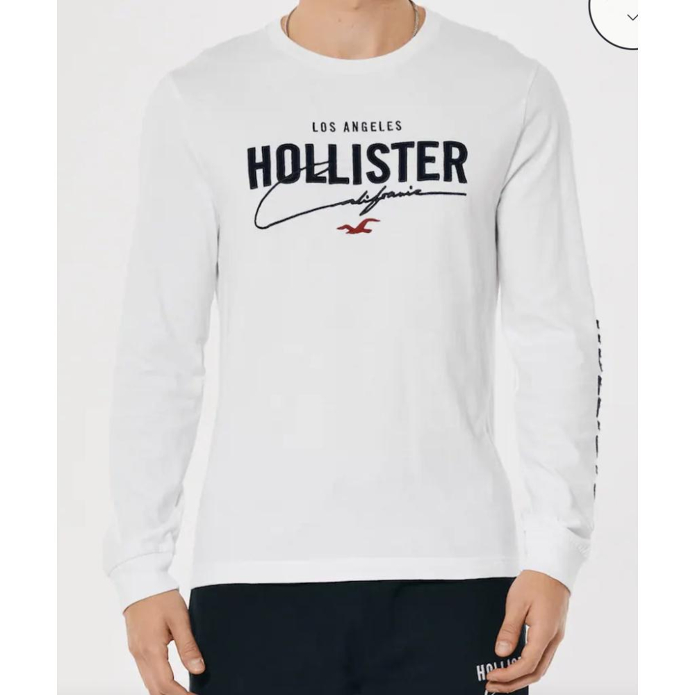 💯保證正品💯HCO Hollister 海鷗 素t 長袖 成人版 白色 黑色 LOGO 刺繡 93 【Huang-RL】-細節圖6