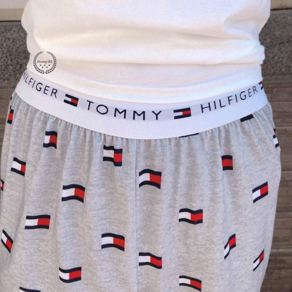 💯保證正品💯Tommy Hilfiger 長褲 滿版Logo 棉褲 束口褲 鬆緊褲 青年版 13【Huang-RL】™-細節圖4