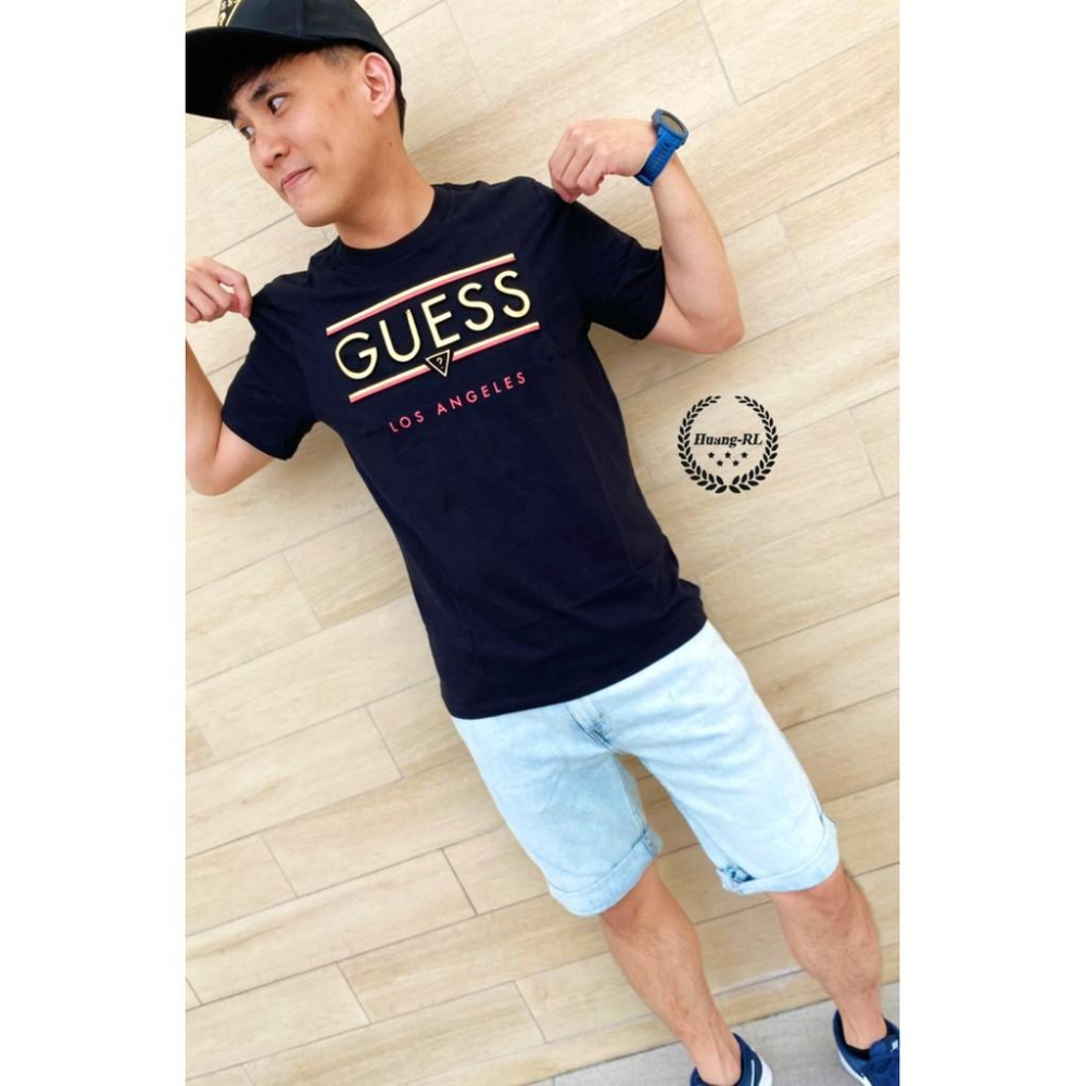 💯保證正品💯Guess 立體大Logo 成人版 短袖 T恤 短T 燙印 白色 黑色 48-22【Huang-RL】™-細節圖2