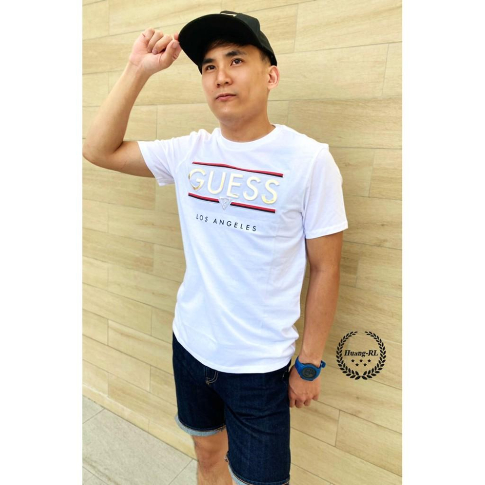 💯保證正品💯Guess 立體大Logo 成人版 短袖 T恤 短T 燙印 白色 黑色 48-22【Huang-RL】™-細節圖5