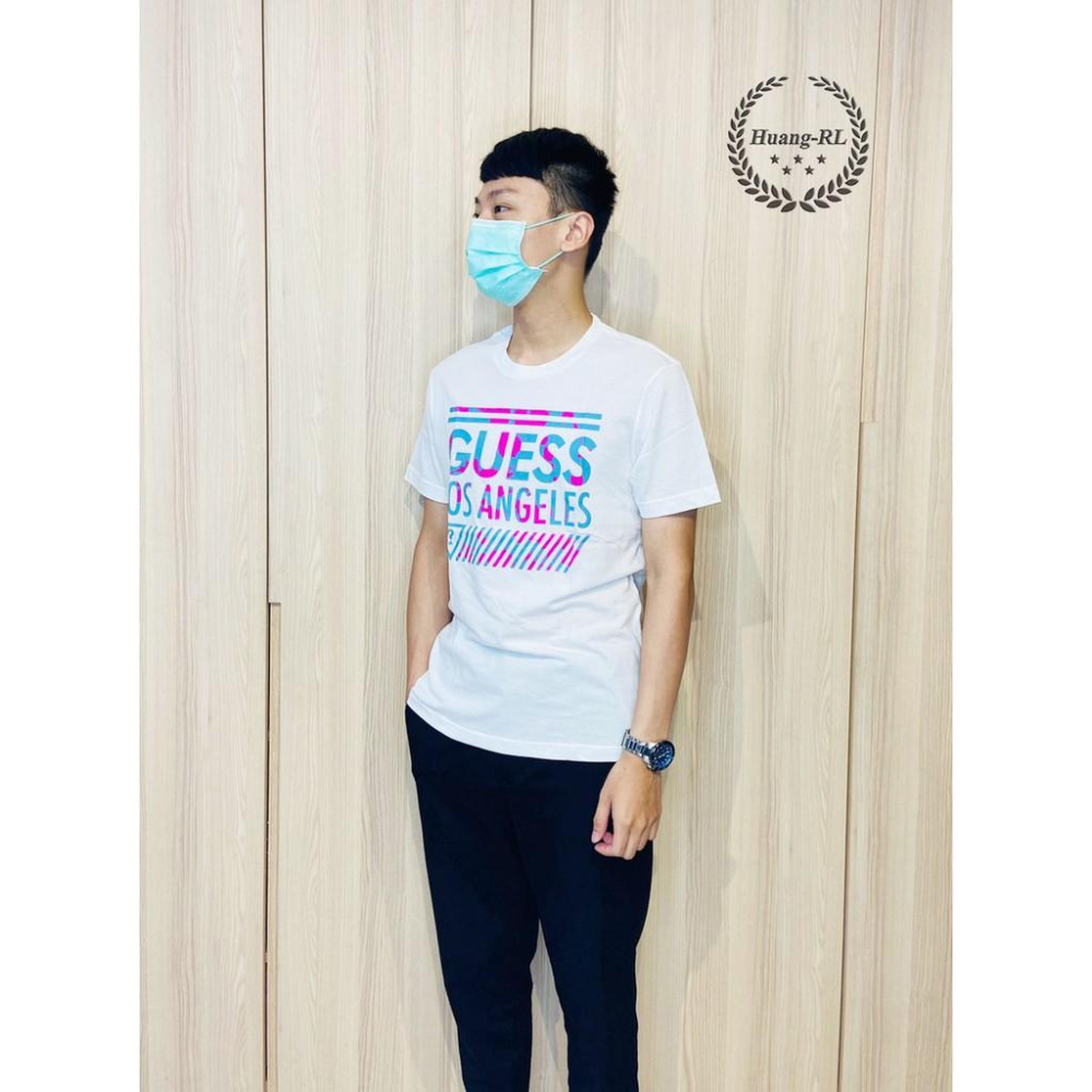 💯保證正品💯Guess 經典大Logo 成人版 短袖 T恤 短T 迷彩 燙印 白色 82-2【Huang-RL】-細節圖2