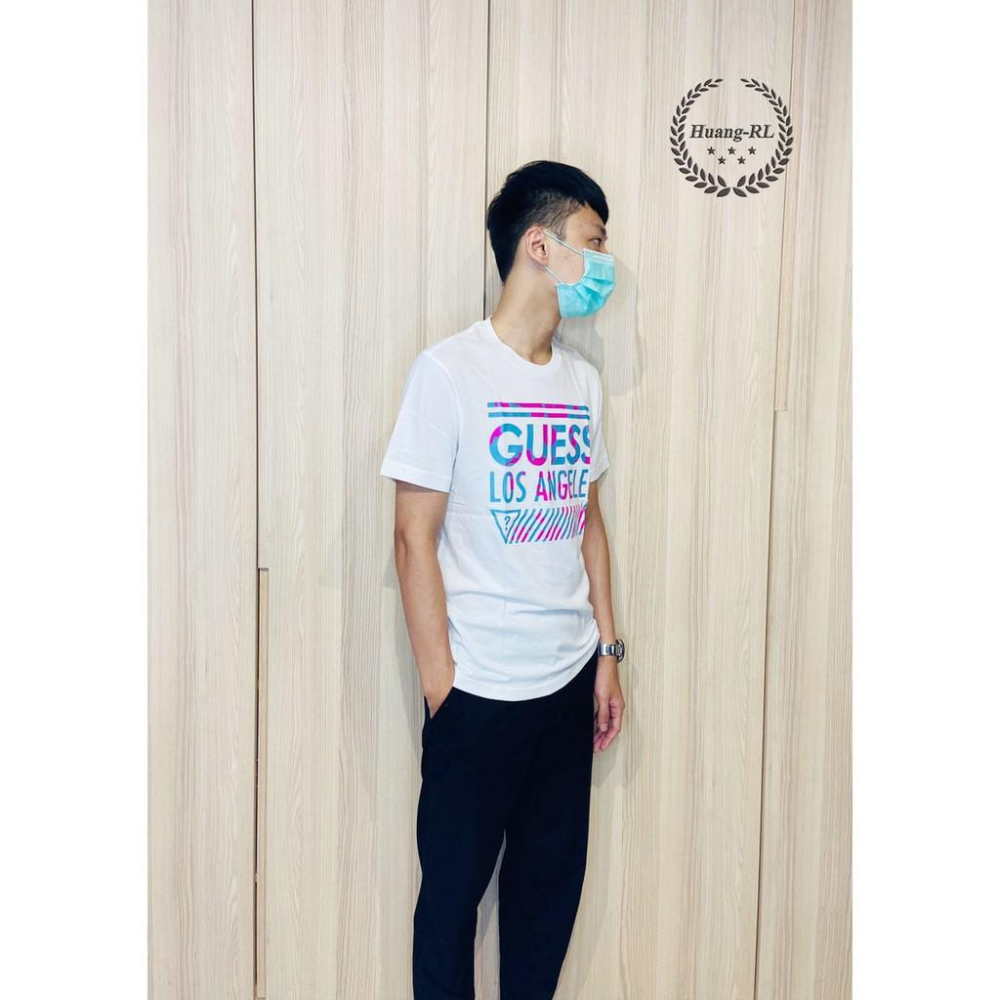 💯保證正品💯Guess 經典大Logo 成人版 短袖 T恤 短T 迷彩 燙印 白色 82-2【Huang-RL】-細節圖3