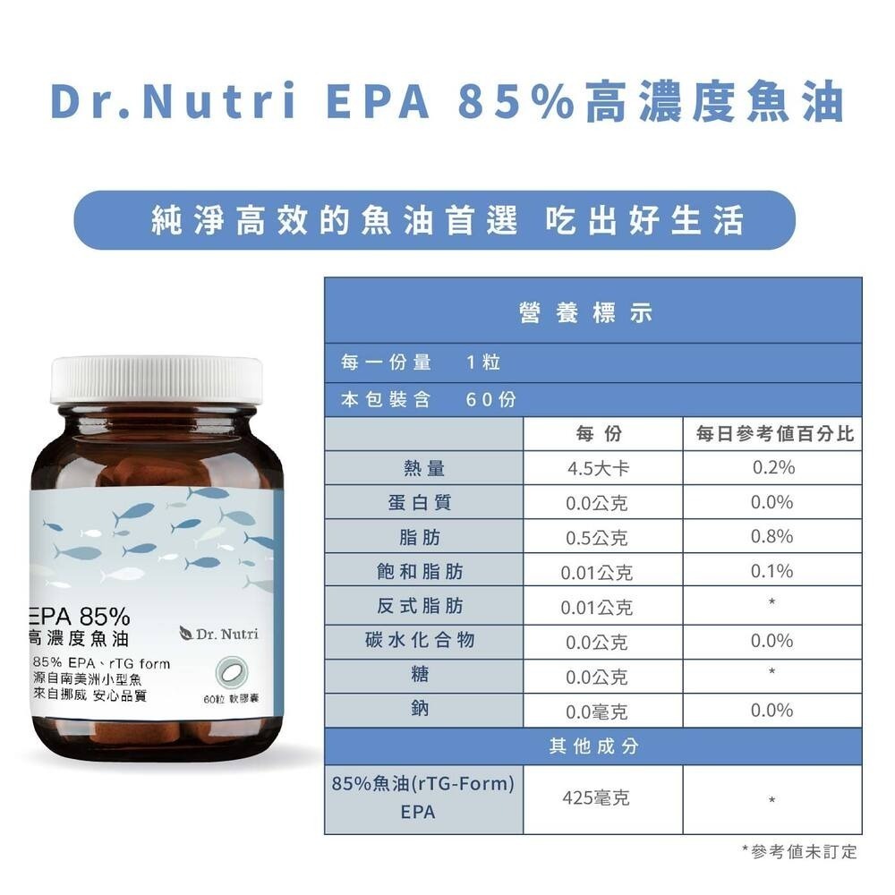 EPA 85%高濃度魚油｜Dr.Nutri芯漾生醫｜高濃度EPA ｜高壓生活滅火｜60粒玻璃罐-細節圖6