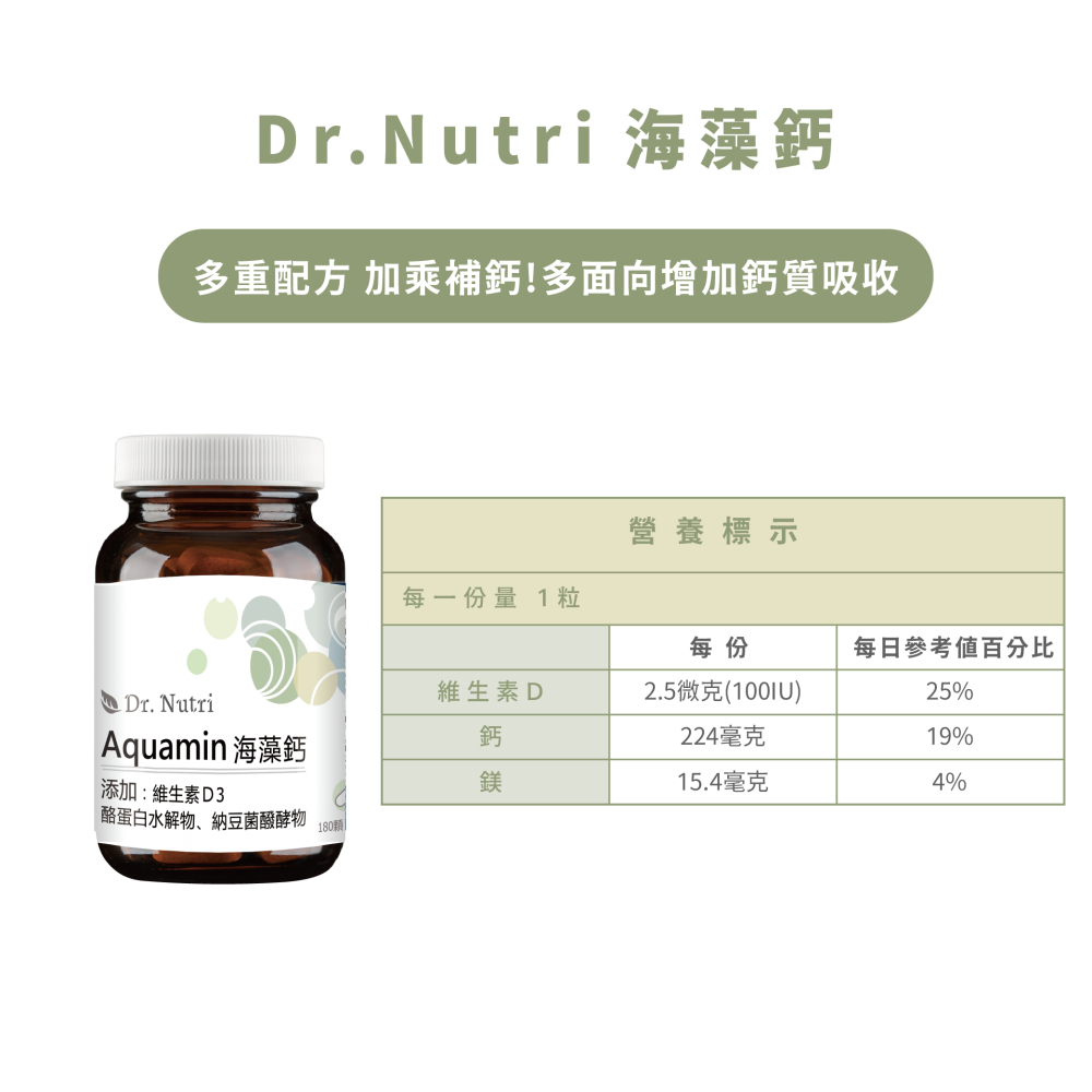 海藻鈣複合錠＋維生素Ｄ＋納豆發酵物(維生素K2)+酪蛋白水解物｜Dr.Nutri芯漾生醫-細節圖6