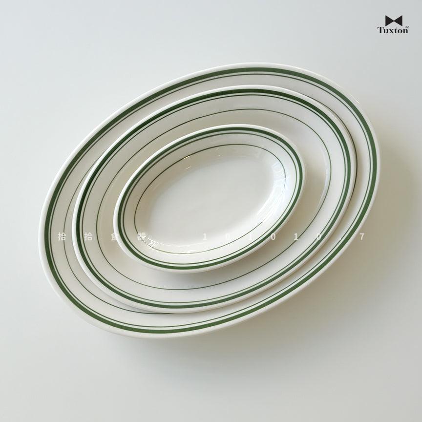 拾拾食器｜(綠線橢圓盤)美國TUXTON GREEN BAY餐具◆陶瓷盤 餐盤 早餐盤 西餐盤 長盤 現貨+預購 台灣-細節圖5