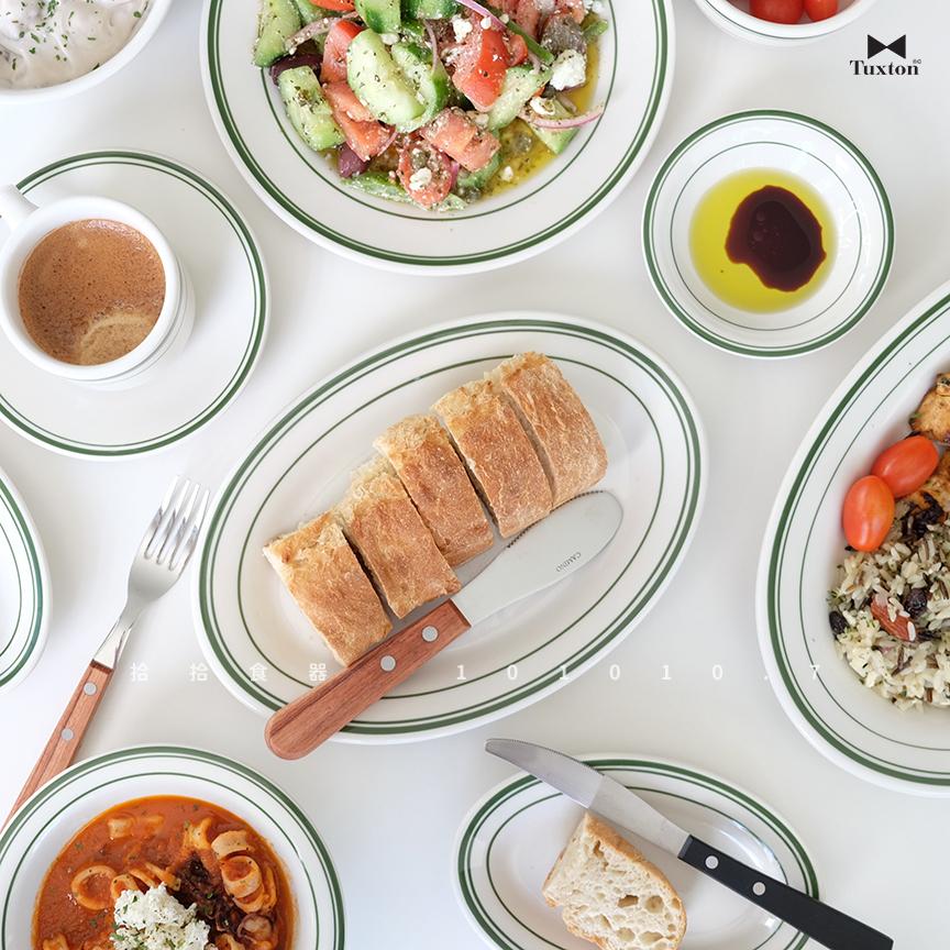 拾拾食器｜(綠線橢圓盤)美國TUXTON GREEN BAY餐具◆陶瓷盤 餐盤 早餐盤 西餐盤 長盤 現貨+預購 台灣-細節圖7
