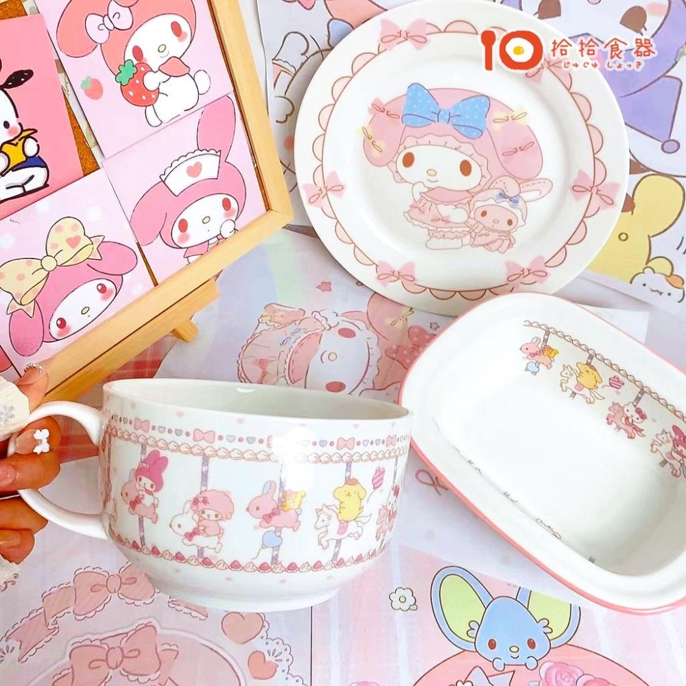 拾拾食器｜美樂蒂💗陶瓷餐具◆陶瓷盤 陶瓷碗 早餐盤 餐盤 泡麵碗 湯碗 餐具組 湯匙 筷子 日本 現貨+預購 台灣-細節圖2