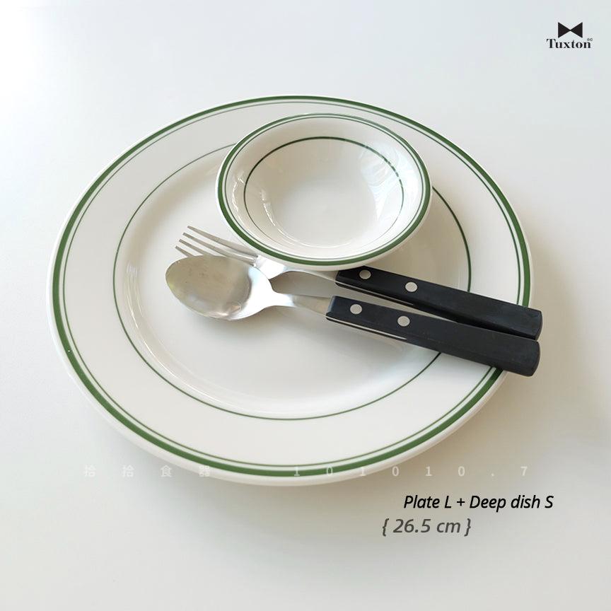 拾拾食器｜(綠線圓盤)美國TUXTON GREEN BAY餐具◆陶瓷盤 餐盤 早餐盤 西餐盤 大餐盤 現貨+預購 台灣-細節圖2