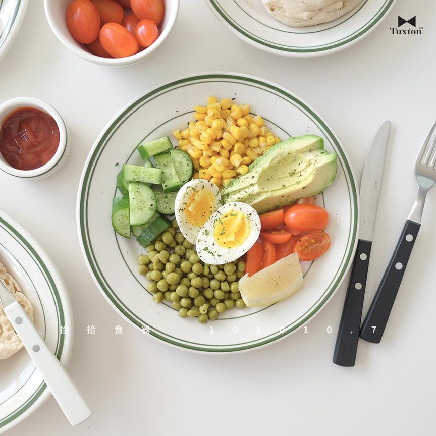 拾拾食器｜(綠線圓盤)美國TUXTON GREEN BAY餐具◆陶瓷盤 餐盤 早餐盤 西餐盤 大餐盤 現貨+預購 台灣-細節圖3