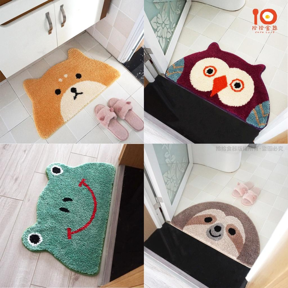 拾拾食器｜可愛動物🐾半圓吸水腳踏墊◆浴室腳踏墊 吸水墊 防滑墊 地墊 浴廁腳踏墊 防滑腳踏墊 日本 現貨+預購 台灣-細節圖2