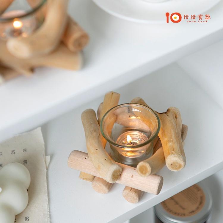 拾拾食器｜韓國仿舊漂流木燭台◆蠟燭台 蠟燭杯 蠟燭容器 木製燭台 玻璃燭台 精油 薰香 容器 日本 現貨+預購 台灣-細節圖3