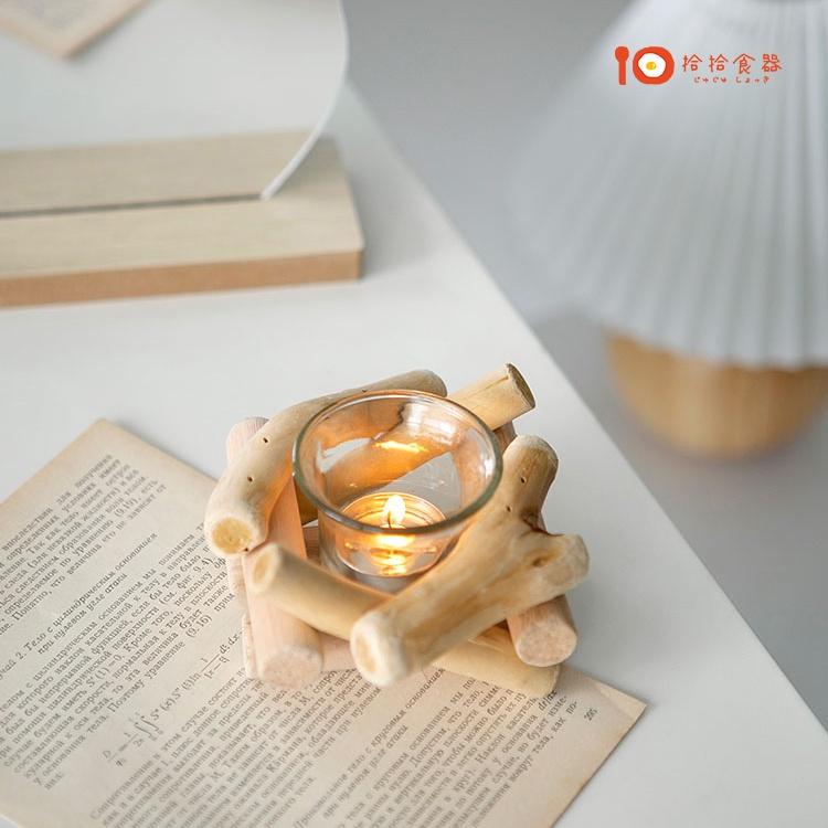 拾拾食器｜韓國仿舊漂流木燭台◆蠟燭台 蠟燭杯 蠟燭容器 木製燭台 玻璃燭台 精油 薰香 容器 日本 現貨+預購 台灣-細節圖4
