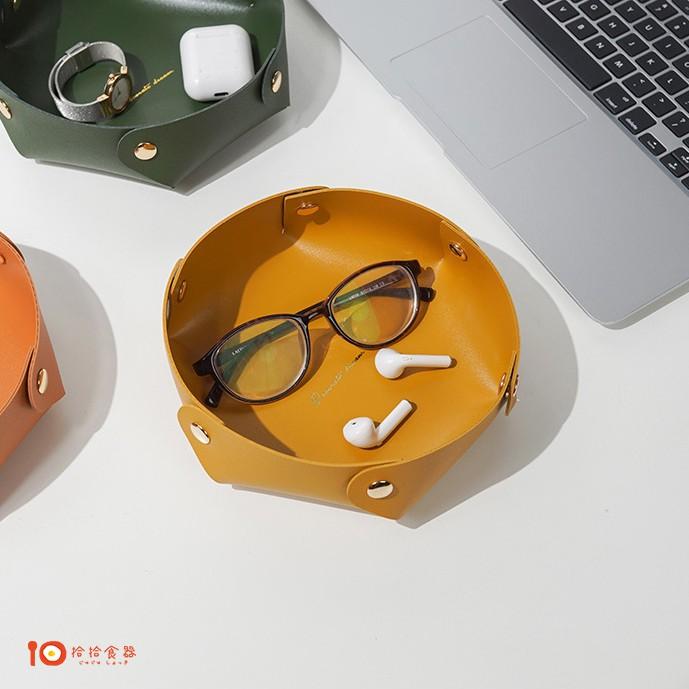 拾拾食器｜質感皮革收納盤(圓形)◆收納盒 置物盤 收納盤 鑰匙收納 小物收納 飾品收納 飾品盒 日本 現貨+預購 台灣-細節圖5