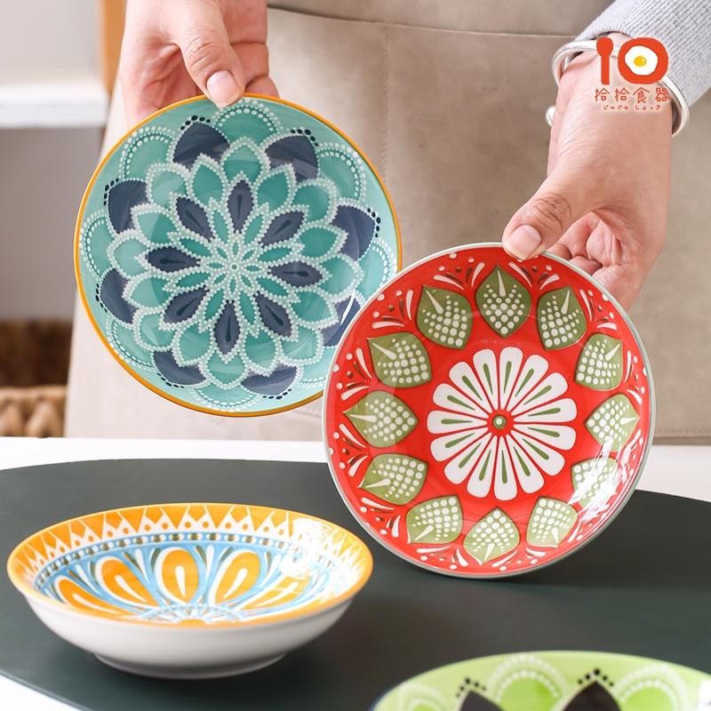 拾拾食器｜日式撞色波西米亞風格盤◆陶瓷盤 早餐盤 餐盤 菜盤 6吋 深盤 蛋糕盤 湯碗 甜湯碗 日本 現貨+預購 台灣-細節圖3