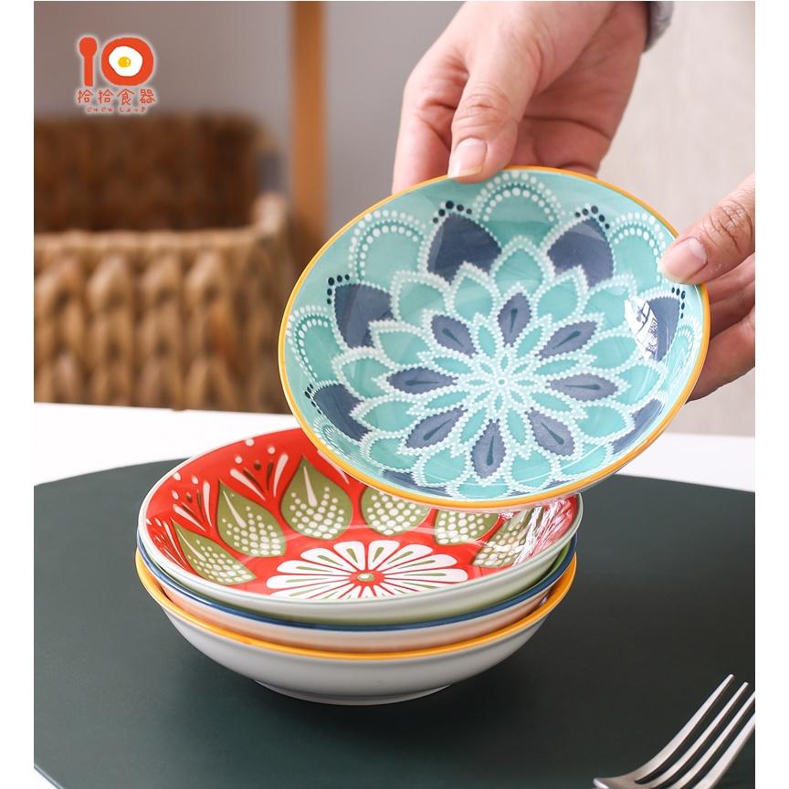 拾拾食器｜日式撞色波西米亞風格盤◆陶瓷盤 早餐盤 餐盤 菜盤 6吋 深盤 蛋糕盤 湯碗 甜湯碗 日本 現貨+預購 台灣-細節圖8