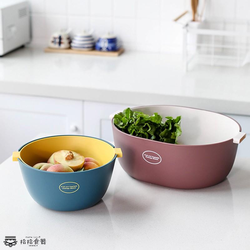 拾拾食器｜日韓蔬果PP雙層瀝水籃◆安全材質 洗菜籃 洗菜盆 瀝水盆 濾水籃 濾水盆 過水盆 日本 現貨+預購 台灣-細節圖8