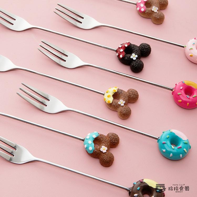 拾拾食器｜日式卡通甜甜圈叉匙◆304不鏽鋼 不鏽鋼叉 不鏽鋼匙 湯匙 小叉子 小湯匙 水果叉 日本 現貨+預購 台灣-細節圖3