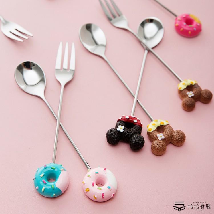 拾拾食器｜日式卡通甜甜圈叉匙◆304不鏽鋼 不鏽鋼叉 不鏽鋼匙 湯匙 小叉子 小湯匙 水果叉 日本 現貨+預購 台灣-細節圖7