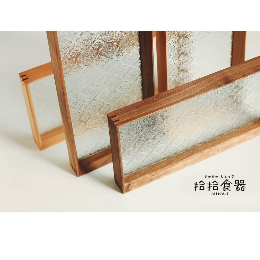 拾拾食器｜復古海棠花老式窗花托盤◆玻璃托盤 玻璃盤 收納盤 實木托盤 置物盤 日本 現貨+預購 台灣-細節圖7