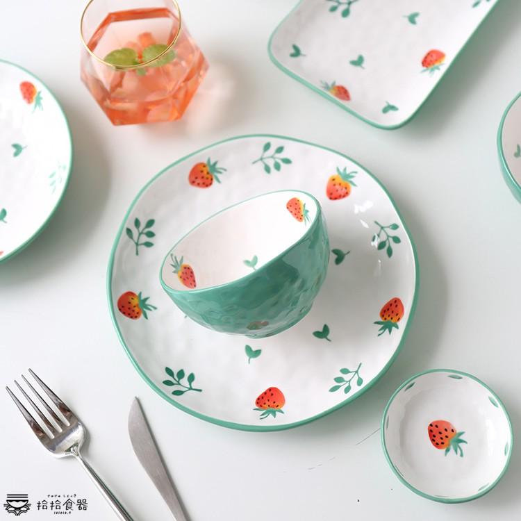 拾拾食器｜日式小清新草莓餐具◆可微波 早餐盤 瓷盤 蛋糕盤 飯碗 沙拉碗 醬料碟 日本 現貨+預購 台灣-細節圖8