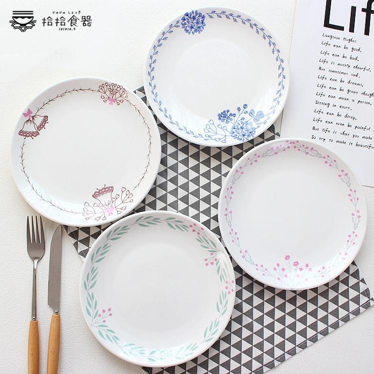 拾拾食器｜(現貨)田園風陶瓷盤◆瓷盤 餐盤 早餐盤 白盤 8吋盤 淺盤 蛋糕盤 麵包盤 擺盤 平盤 日本 台灣現貨 台灣-細節圖2