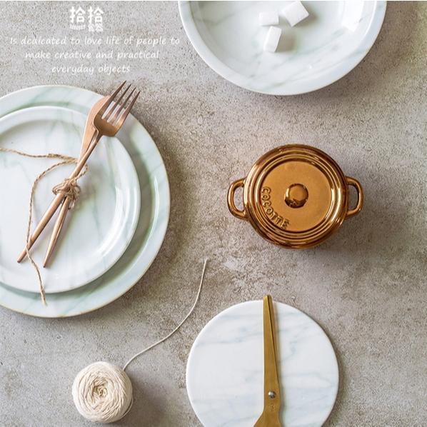 拾拾食器｜(現貨)大理石紋歐式簡約骨瓷家用餐盤◆盤 盤子 瓷盤 陶瓷盤 餐盤 早餐盤 平盤 蛋糕盤 日本 台灣現貨 台灣-細節圖2