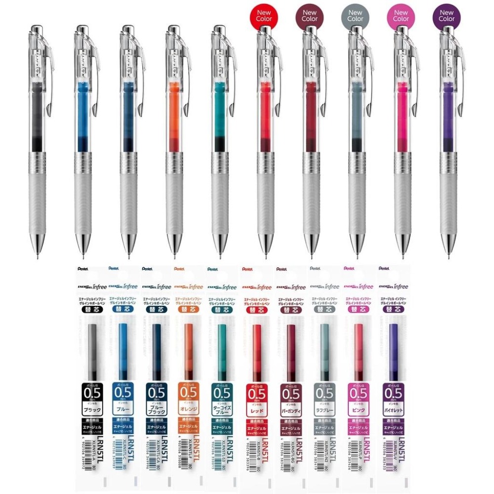 【筆倉】飛龍 Pentel ENERGEL infree  BLN75TL-10 0.5mm 極速鋼珠筆 10色組-細節圖5