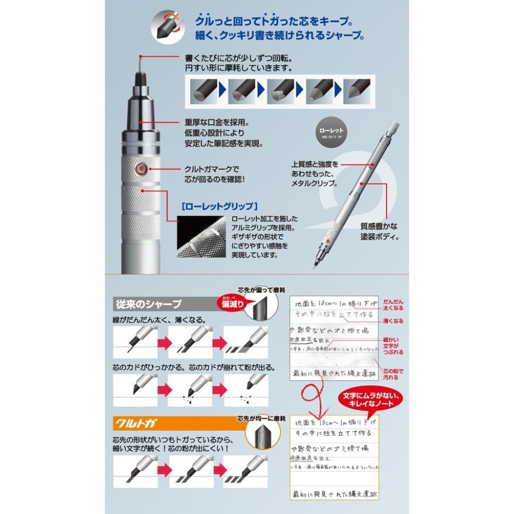 【筆倉】日本三菱 UNI KURU TOGA M5-1017 0.5mm 第三代升級款自動鉛筆 (銀、黑 2色可選)-細節圖4