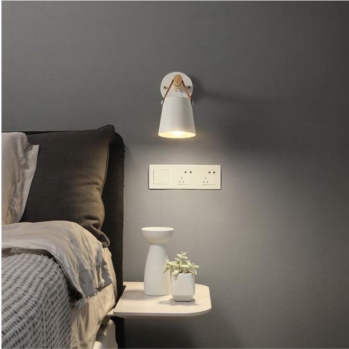 皮革提把壁燈 E27燈頭 附LED燈泡 簡約設計款 走廊 床頭燈 黑色 白色 台灣現貨-細節圖6