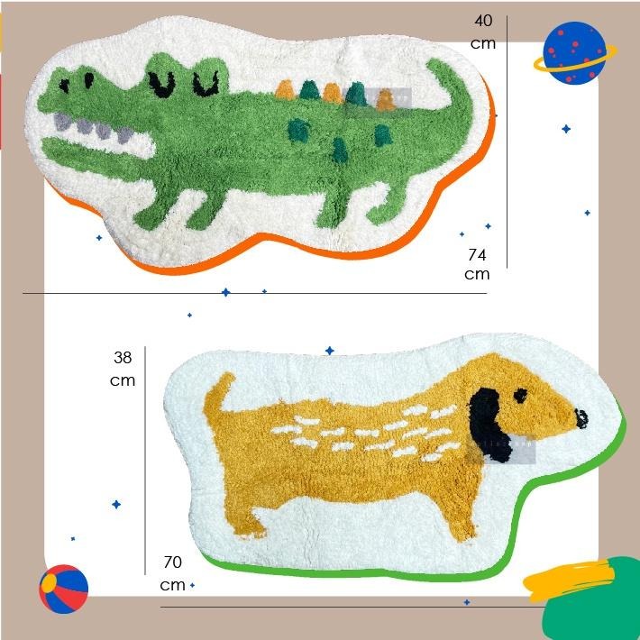 台灣現貨 可愛動物毛地毯 腳踏墊 狗狗 鱷魚 狐狸 樹懶 綿羊 草泥馬 長絨地毯 客廳臥室房間床邊毯 短絨毛 ins浴室-細節圖3