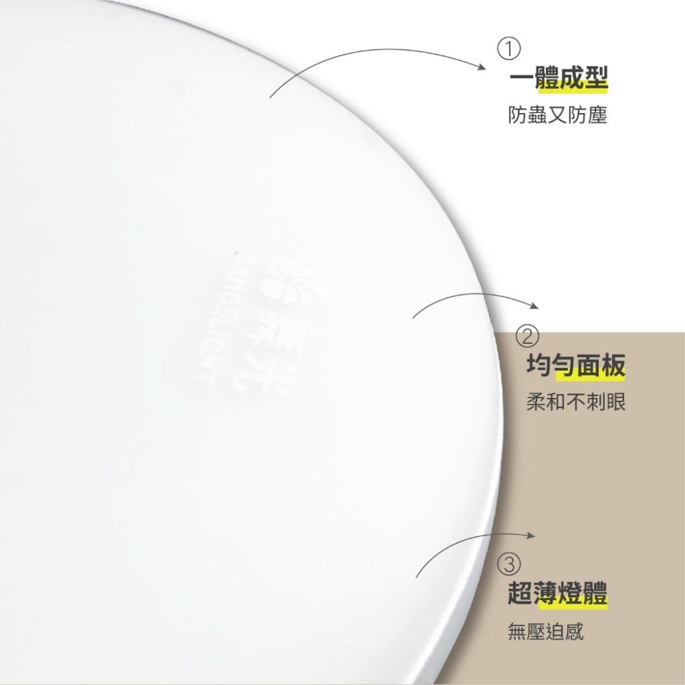 舞光 LED 24瓦 雲朵吸頂燈 透明底盤設計 發光零死角 白光 黃光 自然光 快速接頭 保固2年 輕薄吸頂燈 無藍光-細節圖4