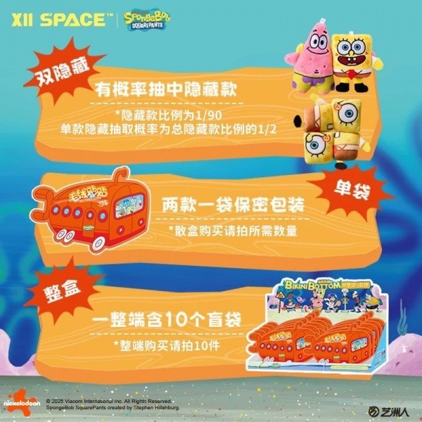 比奇堡毛絨貼貼/磁鐵/吊飾/盲包/海綿寶寶-細節圖4