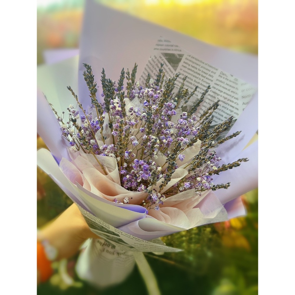 薰衣草配滿天星乾燥花花束 材料 花藝 手作 手工藝 涵蒔巧藝工作室-細節圖2