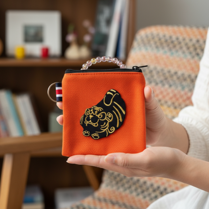 好逑小虎爺刺繡帆布袋、杯袋、零錢包、隨身礦包-細節圖2